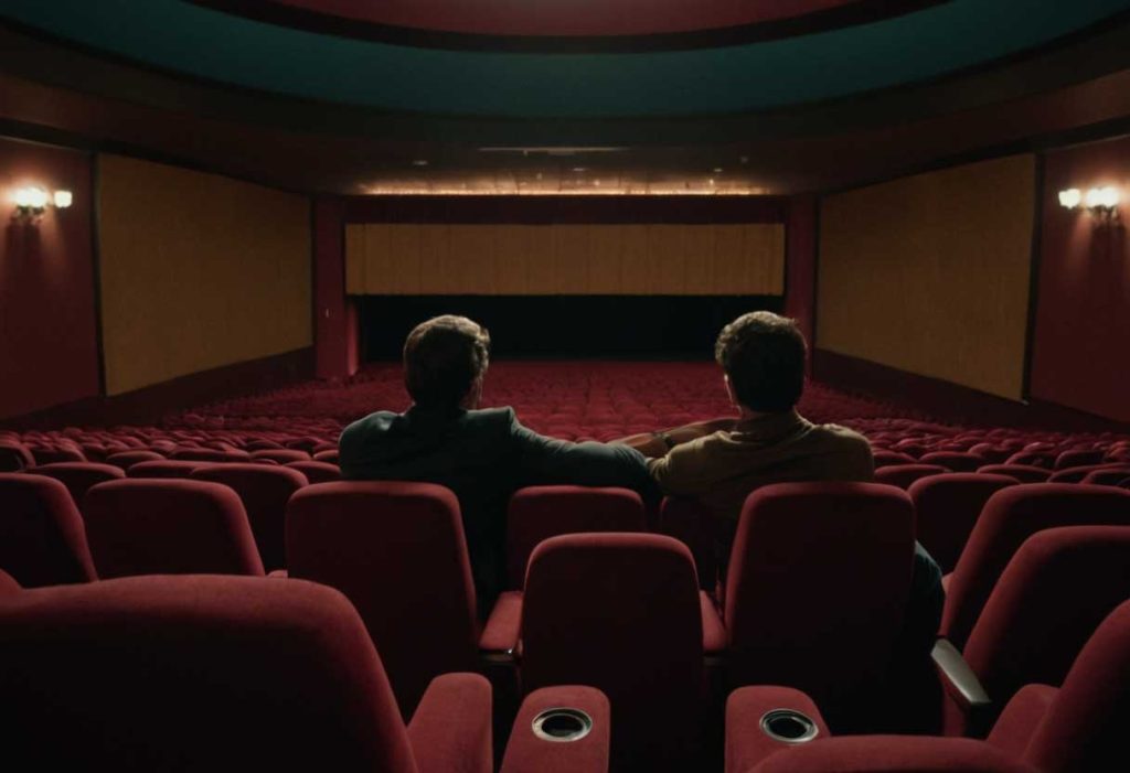 Dos amigos viendo cine